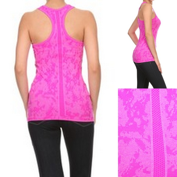 Pink Seamless Fitness Yoga Jacquard Tank Top - Picture 3 of 3